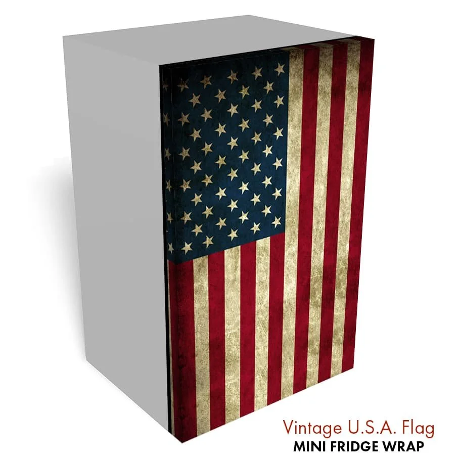 Vintage U.S.A. Flag Mini Fridge wrap — RM wraps LLC
